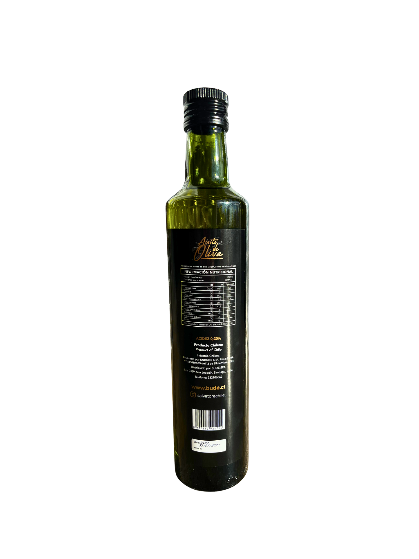 Aceite de Oliva 1 Lt Marca Salvatore Acidez máxima 0.2%